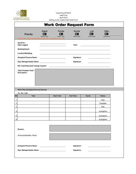 Best Practices for Work Order Template