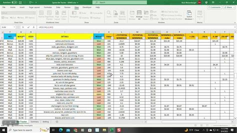 Betting record template example