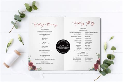 Bi-Fold Wedding Program Template