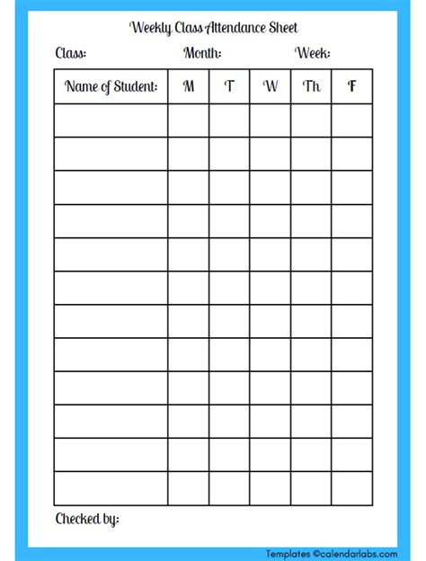 Bi-Weekly Attendance Template Image