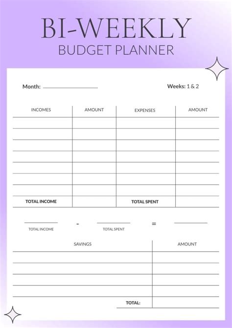 Bi-Weekly Budget Template 7