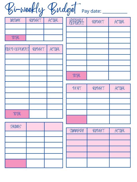 Bi-Weekly Budget Template PDF