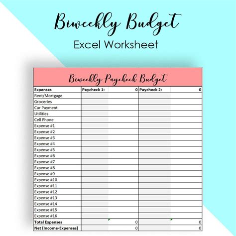 Bi-Weekly Budget Template with Expense Tracker