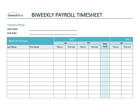 Bi-Weekly Payroll Template