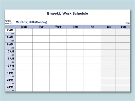 Bi-Weekly Work Schedule Template 3