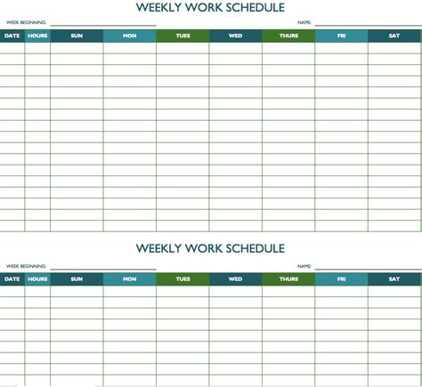 Bi-Weekly Work Schedule Template 5