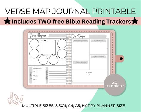 A Bible verse mapping journal with space for writing out verses and reflections