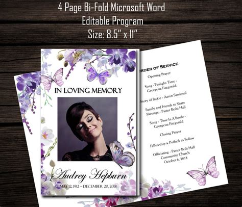 Example of a Bi Fold Funeral Program Template