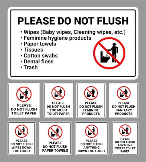 A bilingual Do Not Flush sign template