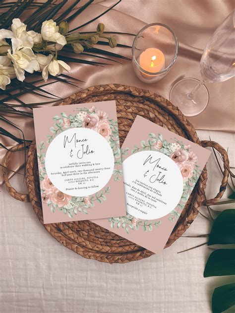 Bilingual wedding invitation template 6