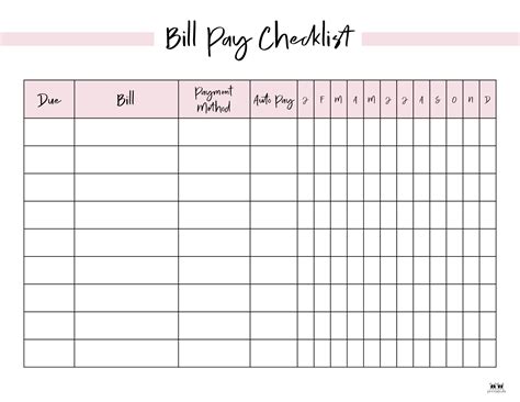 Bill Management Printables