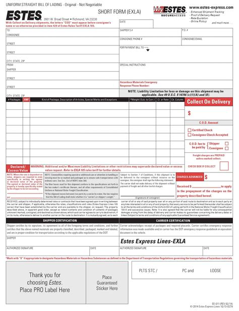 Bill of Lading Sample PDF