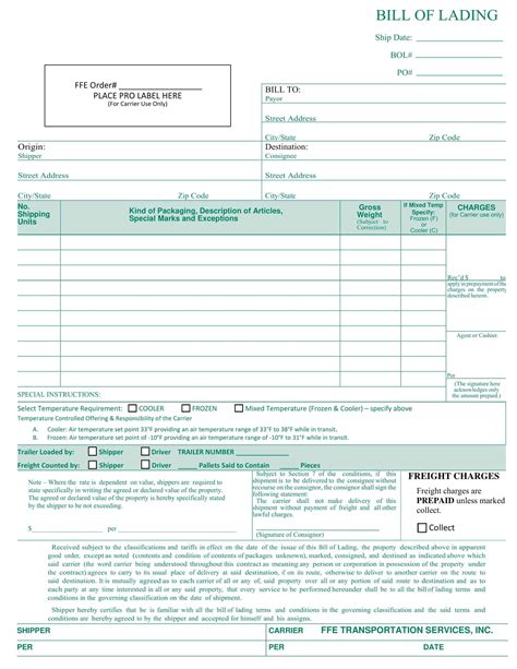 Bill of Lading Template in Excel Best Practices