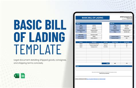 Bill of Lading Template Google Sheets Layout