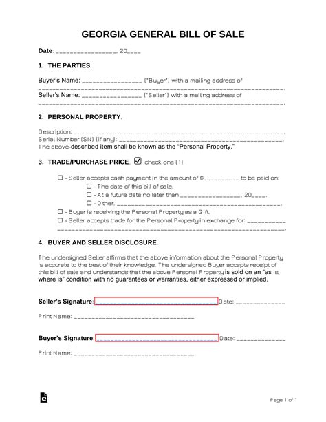 Bill of Sale Form Georgia