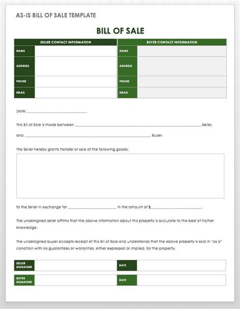 Bill of Sale Template 1