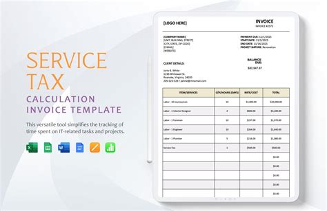 Bill Template with Tax Calculation