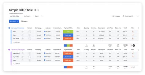 Bill Tracking Table