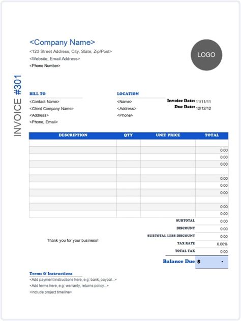 Billable Hours Invoice Template