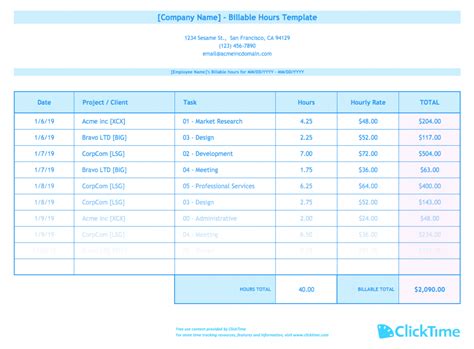 Billable Hours Report with Time Intervals