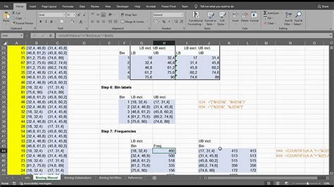 Creating bins in Excel