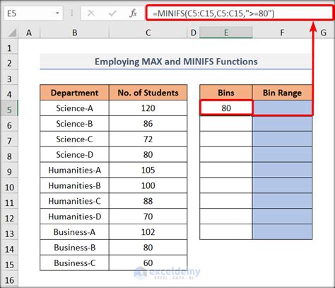 Determining bin ranges in Excel