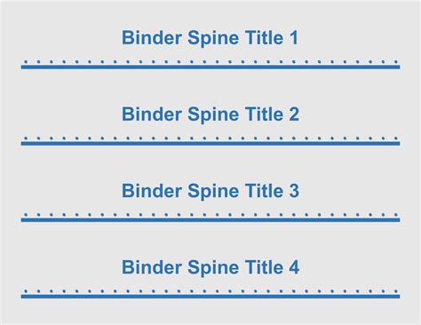 Binder Spine Template Table