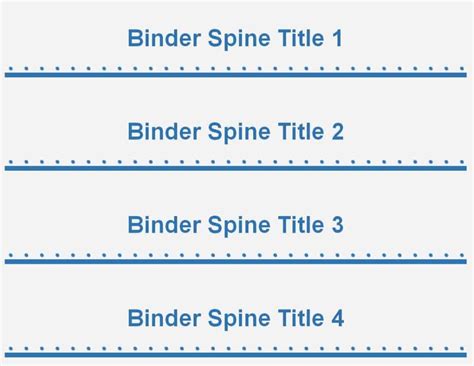 Example of a binder spine template in Word