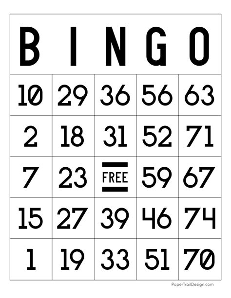 Bingo Boards Printables Template