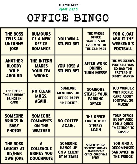 Bingo Template for Corporate Events