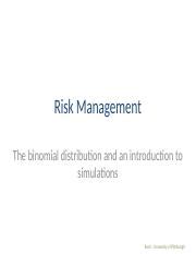 Binomial Models in Risk Management