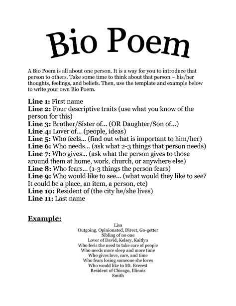 Bio Poem Template