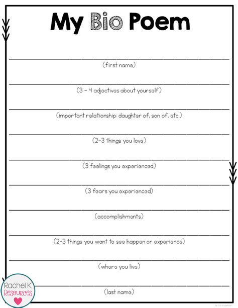 Bio Poem Template Creativity