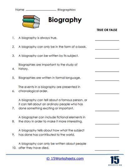 Biography worksheets for college students