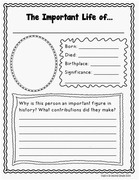 Biography worksheets for elementary students