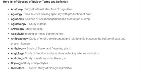 Biology terms