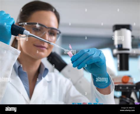 Biotechnology research scientist working in a lab