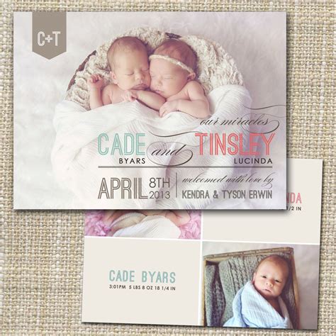 Birth Announcement Templates for Twins