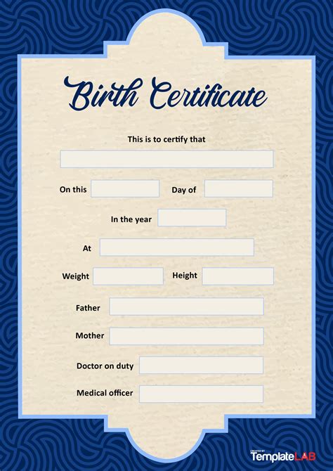 Birth Certificate Template Sample