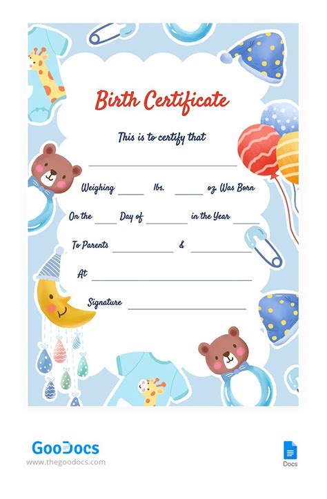 Free Birth Certificate Template Google Docs