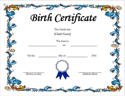 Birth Certificate Template Microsoft Word 2