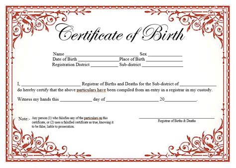 Birth Certificate Template Microsoft Word