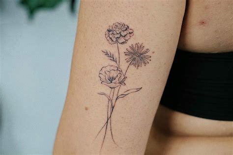 Birth Flower Bouquet Tattoo Designs