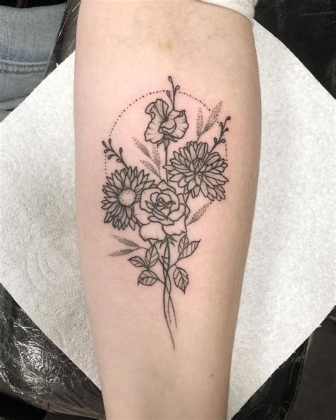 Birth Flower Bouquet Tattoo Ideas for Men