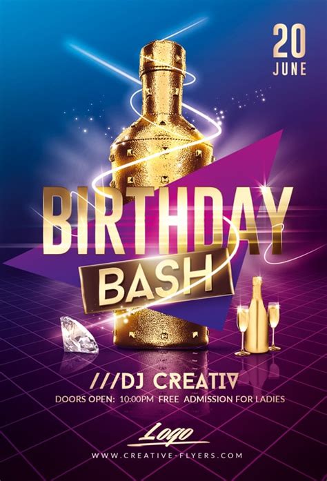 Birthday bash flyer template with fun design