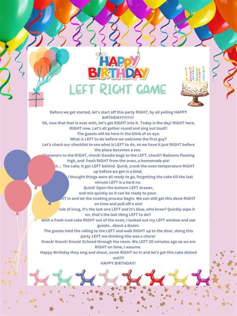 A funny Left Right game story about a birthday bash