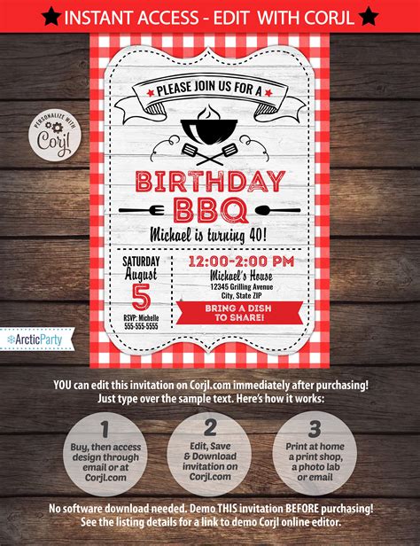 Birthday BBQ Invitation Template Design