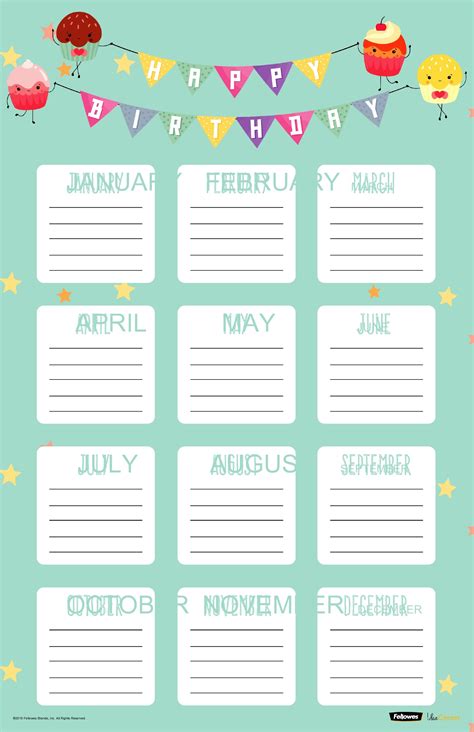 Birthday Calendar Template 1