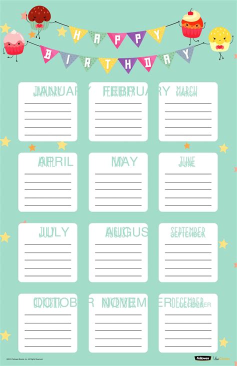 Birthday Calendar Template Modern