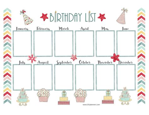 Birthday Calendar Template Template